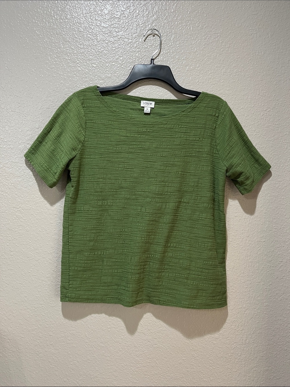 J. Crew Olive Green Textured Short-Sleeve Tee Sz M Casual Business Chic Office